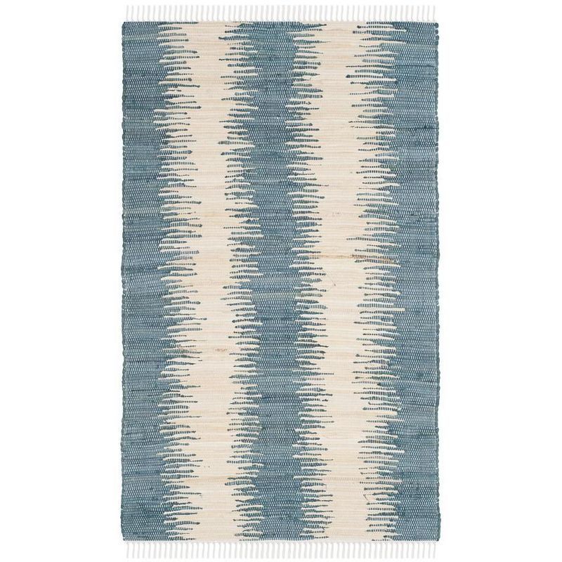 Montauk 4' x 6' Blue Stripe Handmade Cotton Rug