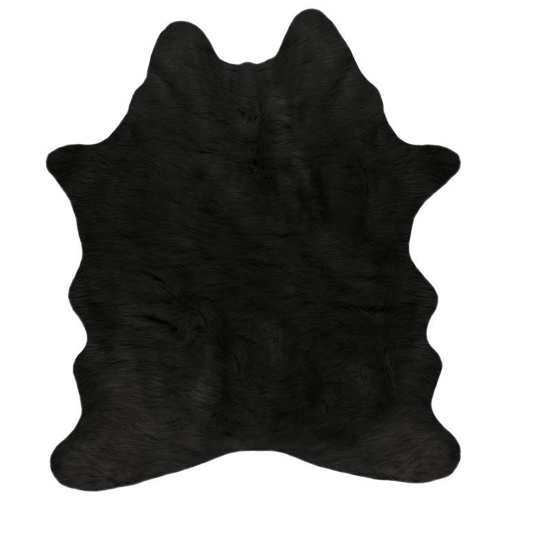 Black 5.25' x 7.5' Tufted Handmade Synthetic Cowhide Rug
