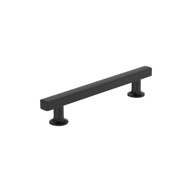 Matte Black 5-1/16 Inch Modern Cabinet Pull with Mounting Hardware