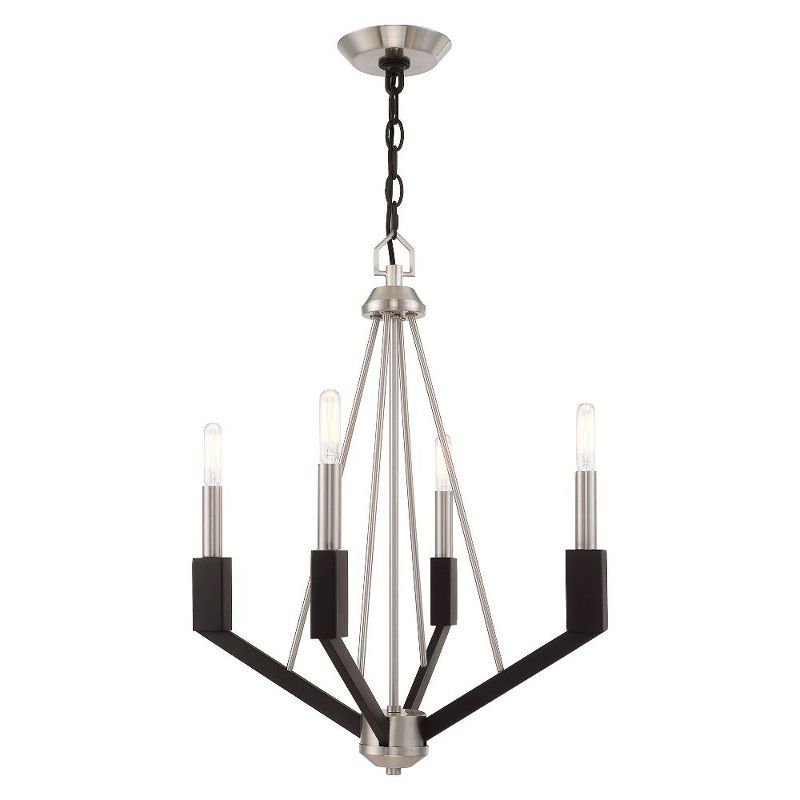 Black Brushed Nickel Mini 4-Light Candle Chandelier