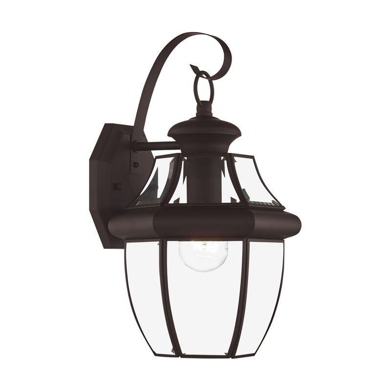 Bronze Colonial Outdoor Wall Lantern Sconce with Clear Glass