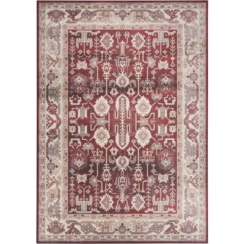 Red and Beige Persian-Inspired Flatweave 5' x 7' Area Rug