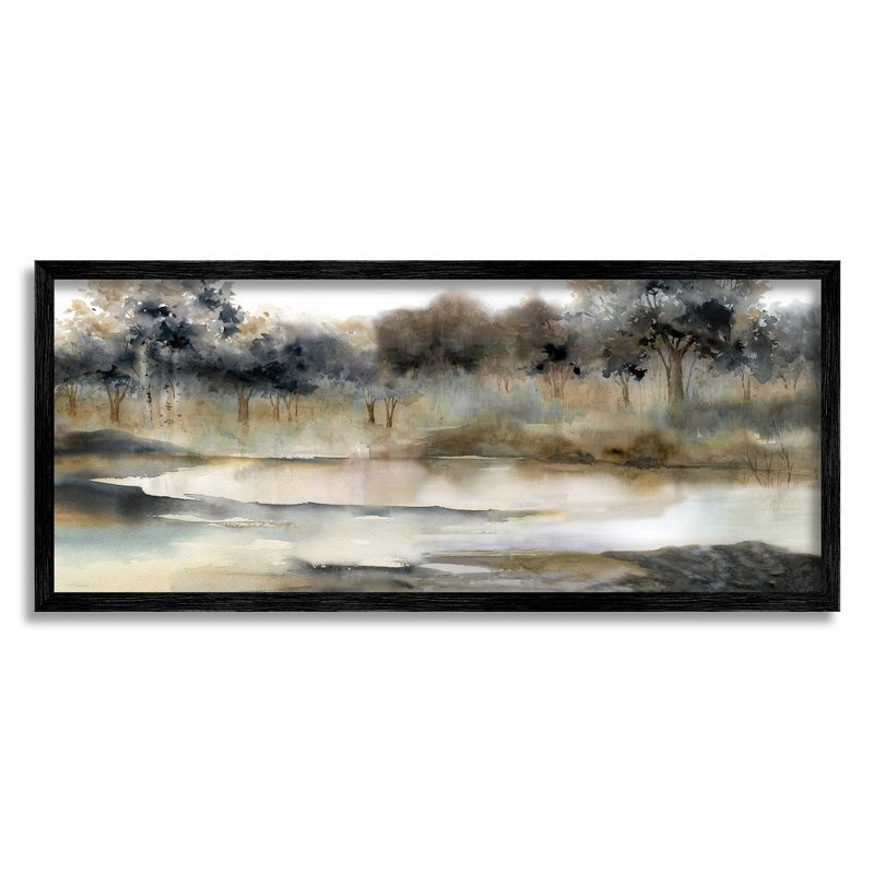 Black Framed Abstract Landscape Canvas Print, 30 x 13