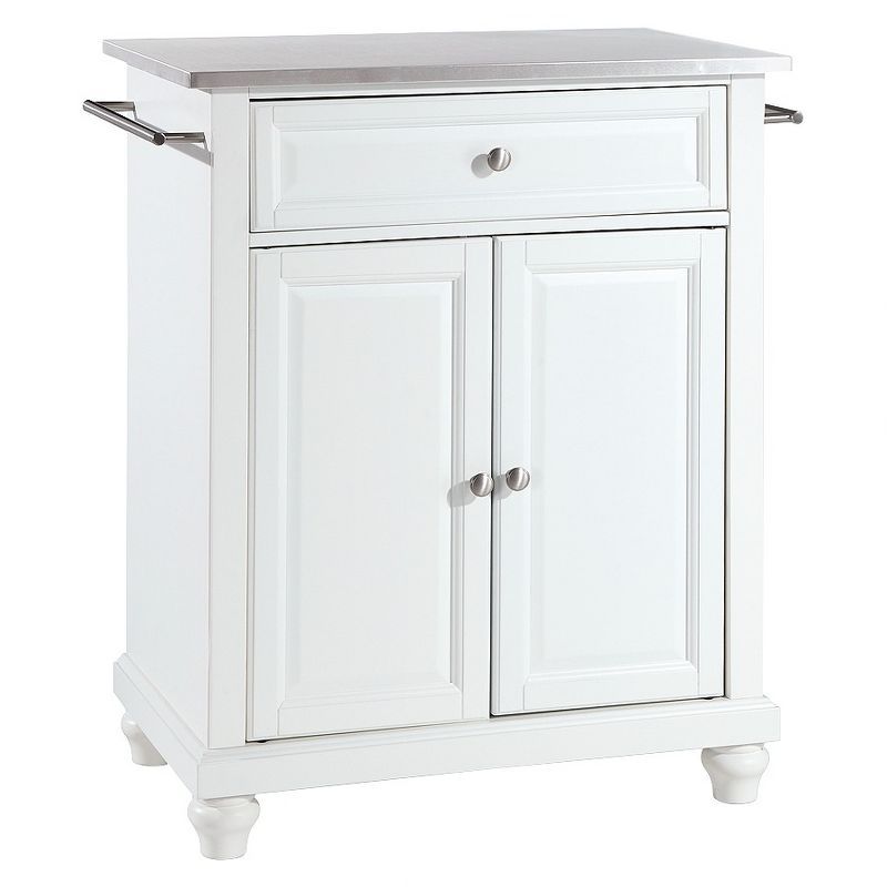 Cambridge White Stainless Steel Top Kitchen Island Cart