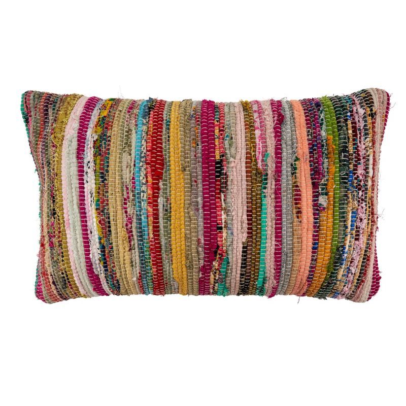 Multi-Colored Chindi Rectangular Throw Pillow with Poly Filling