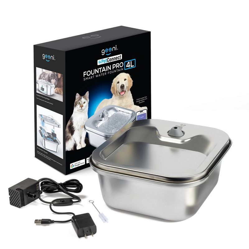 Geeni 4L Stainless Steel Smart Pet Water Fountain