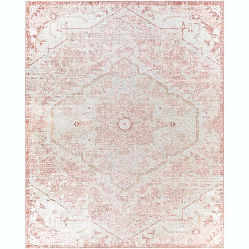 Baflo Blush and Light Gray Synthetic Fur Rectangular Rug 7'9" x 9'6"