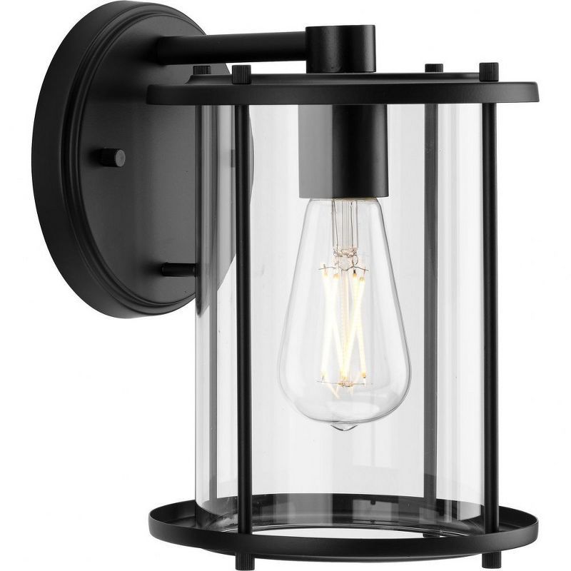 Matte Black and Clear Glass Cylinder Wall Sconce