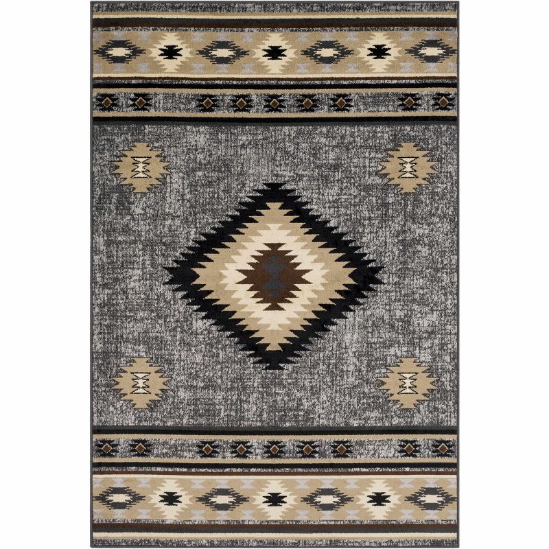 Black and Beige Southwestern Diamond Pattern Area Rug