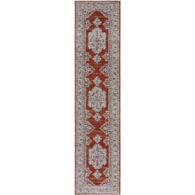 Sierra Ivory and Rust Wool Runner Rug 2'3" x 9'