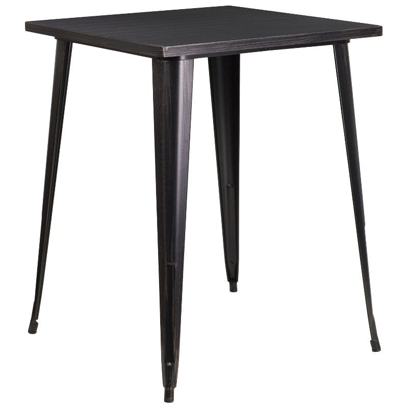 Black-Antique Gold Metal Square Bar Height Table