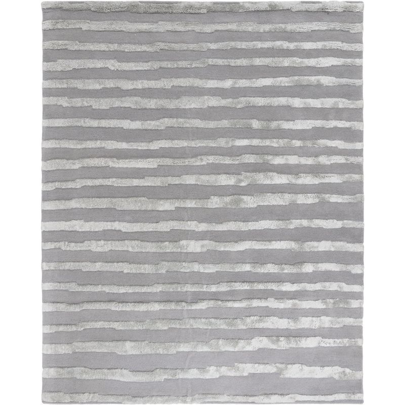 Gray Tufted Handmade Reversible Wool and Viscose Area Rug, 6' x 9'