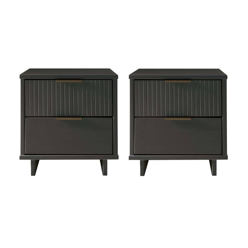 Granville Dark Gray Pine 2-Drawer Nightstands Set of 2