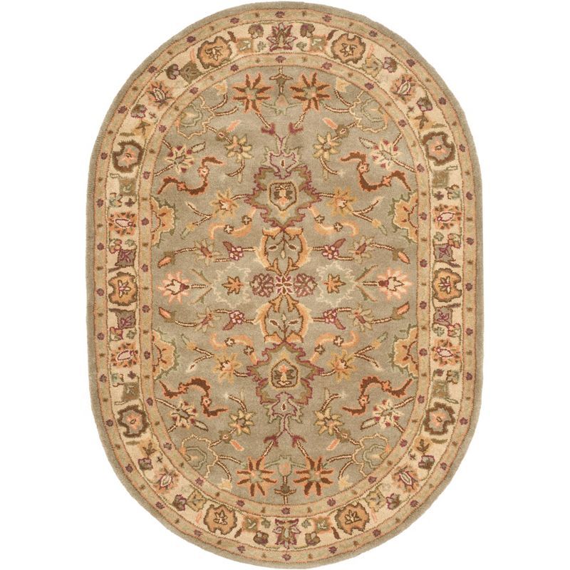 Ivory and Beige Hand-Tufted Wool Oval Area Rug