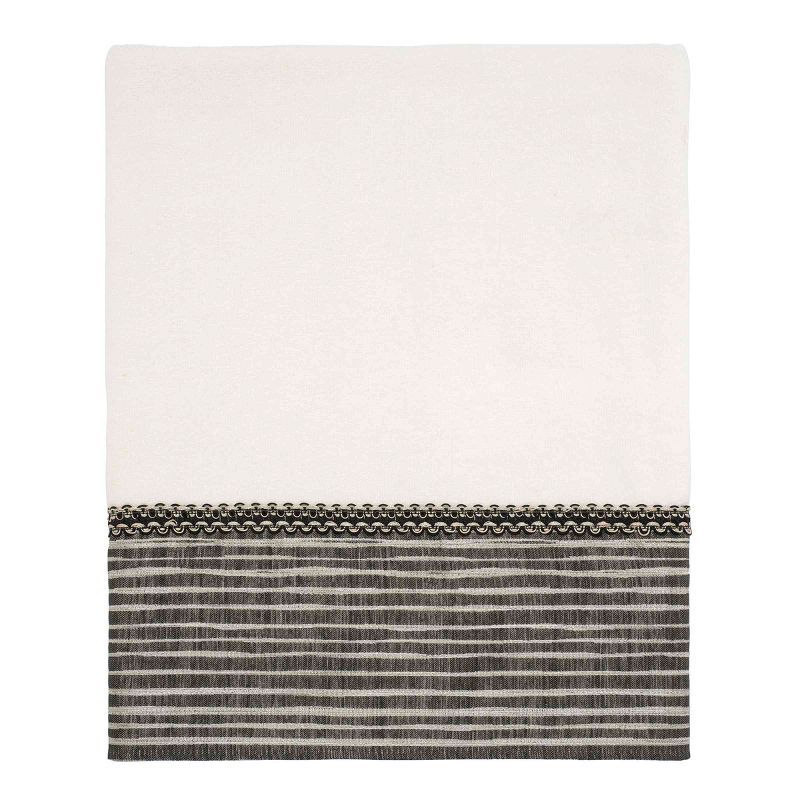 White Cotton Bath Towel with Black and Silver Border