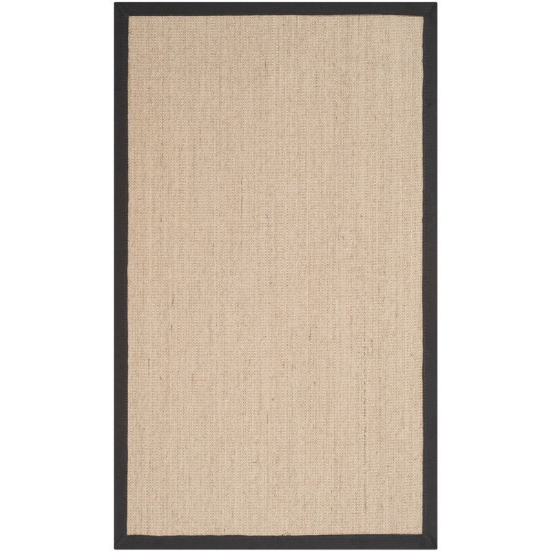 Natural and Dark Grey Sisal Rectangular Area Rug