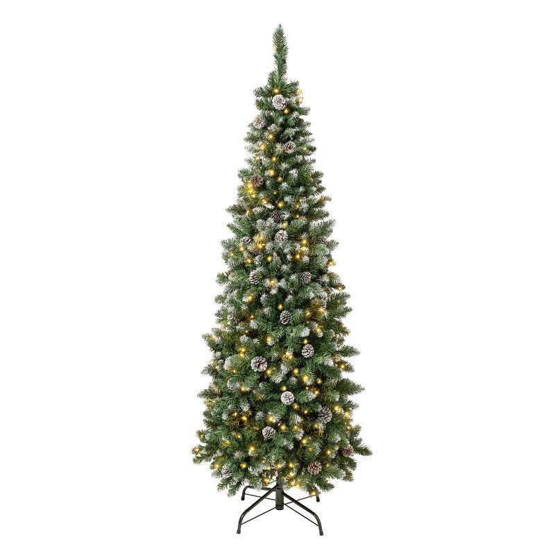 6' Green Pine Slim Pre-Lit Christmas Tree with Warm White LED Lights