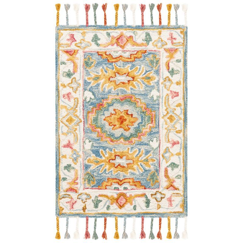 Aspen Blue and Ivory Hand-Tufted Wool Accent Rug - 27" x 5"