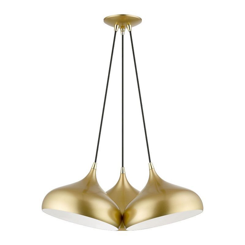 Soft Gold and Polished Brass 3-Light Cluster Pendant