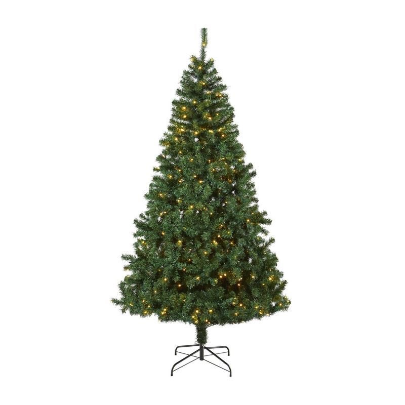 7.5-Foot Green Pine Artificial Christmas Tree with LED Lights