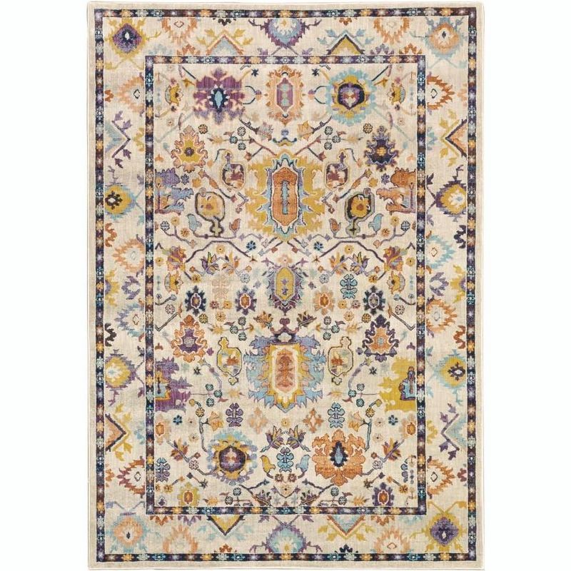 Xanadu Beige and Blue Synthetic Area Rug