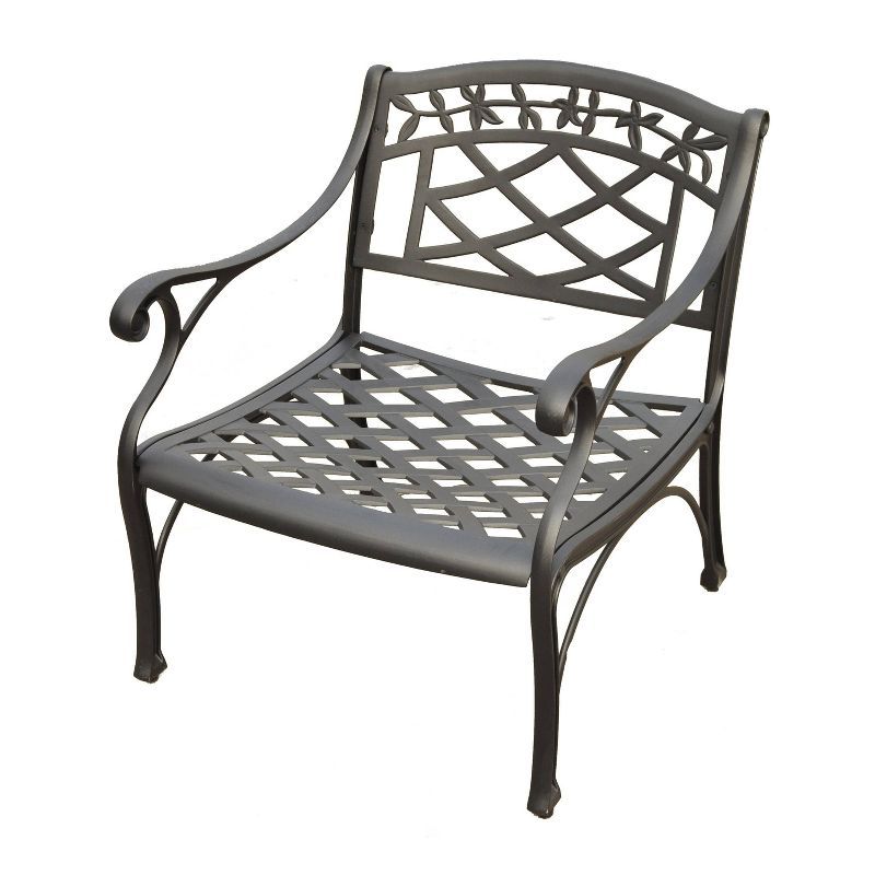 Black Aluminum Lawson Latticework Outdoor Accent Chair