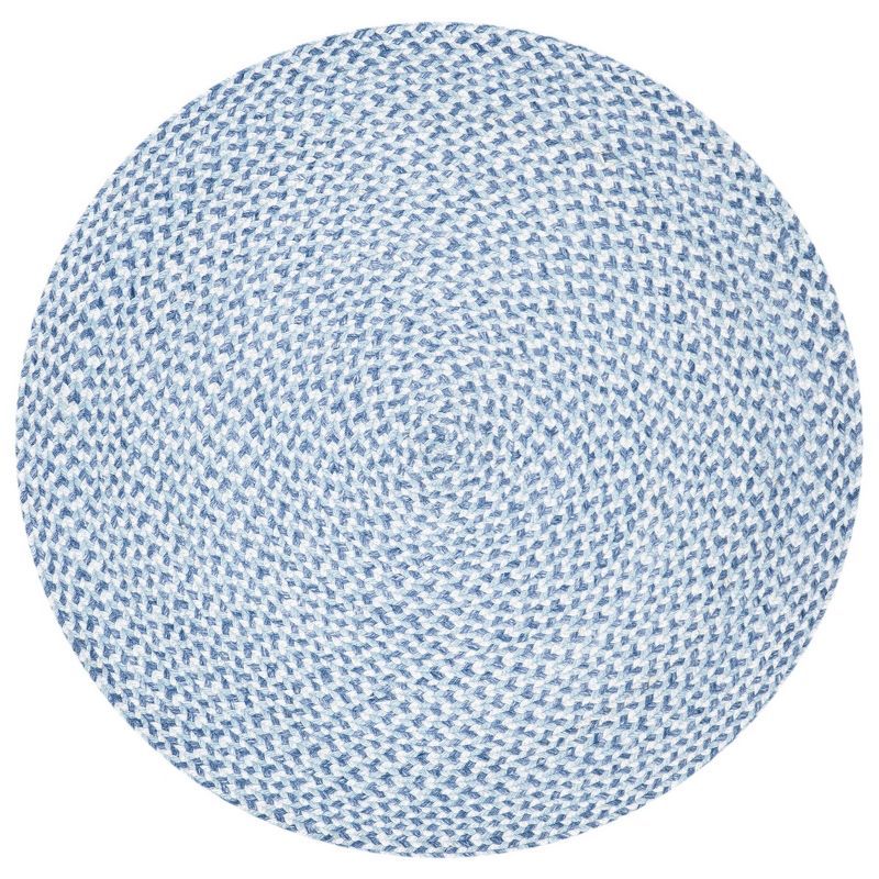 Handwoven Reversible Synthetic Braided 3' Round Rug in Blue/Aqua