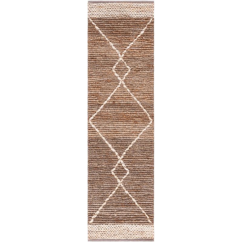 Ivory Geometric Handmade Jute Braided Rug - 2' 3" x 8'