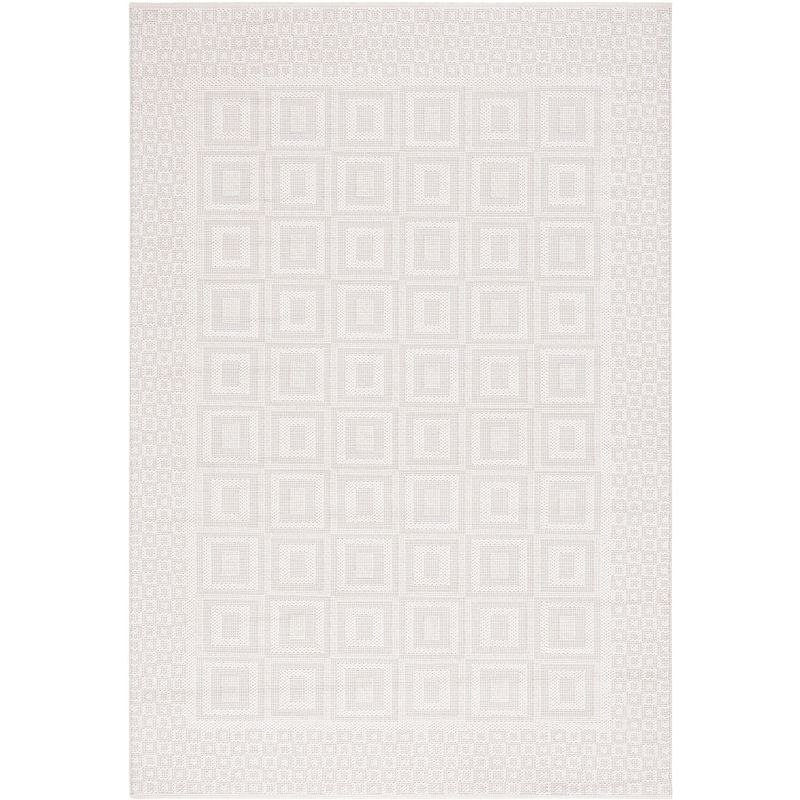 Ivory Geometric Flat Woven Synthetic Area Rug
