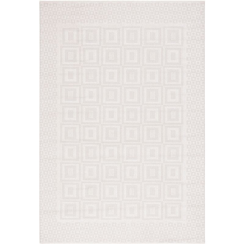 Ivory Geometric Flat Woven Synthetic Area Rug