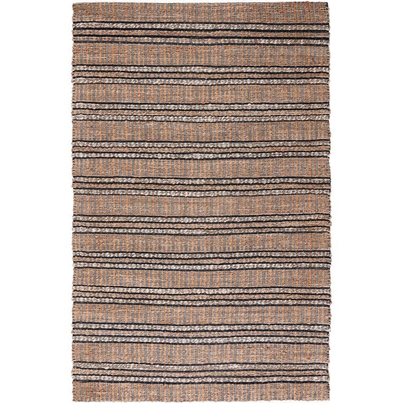 Navy and Natural Flat Woven Cotton Area Rug, 5' x 8'