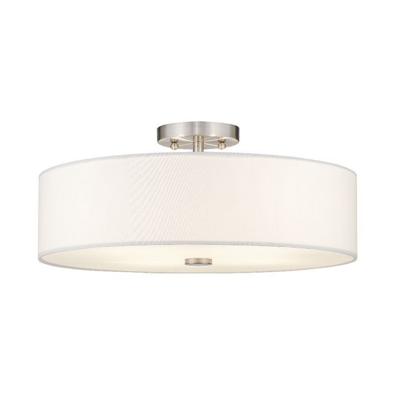 Brushed Nickel 4-Light Semi-Flush Drum Ceiling Fixture