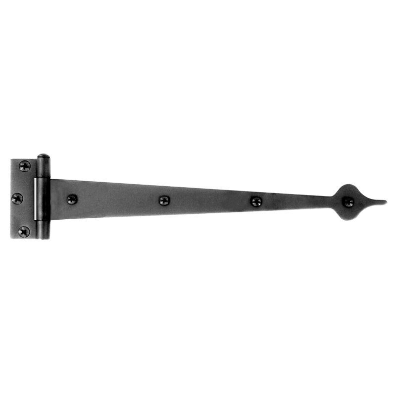 Acorn 10-inch Black Iron Spear Strap Hinge