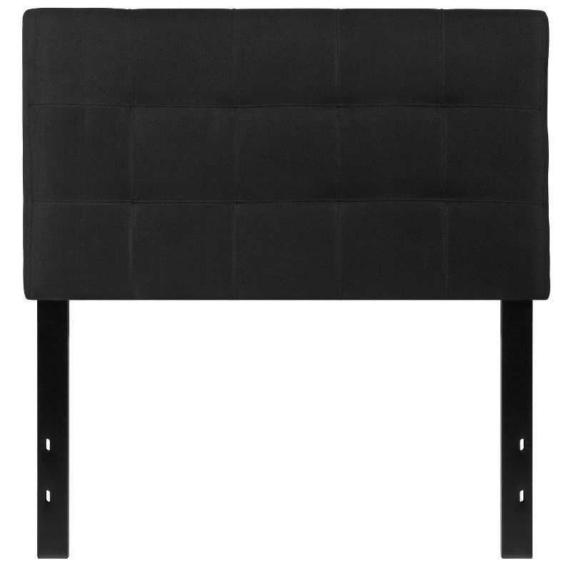Black Upholstered Twin Size Tufted Headboard with Adjustable Metal Slots