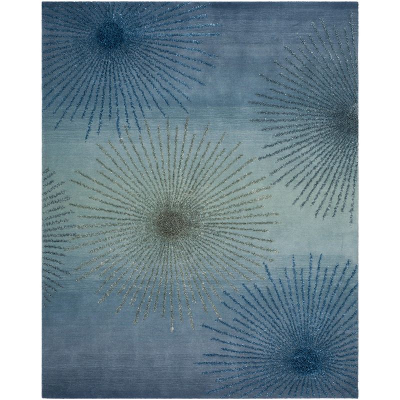 Denim Blue 6' x 9' Tufted Wool and Viscose Area Rug