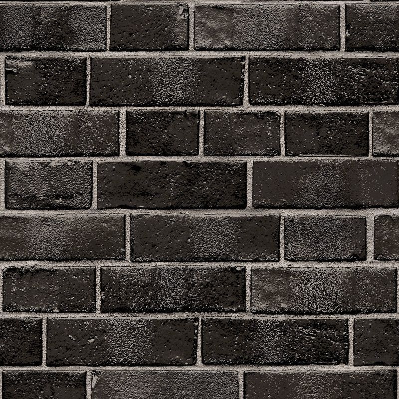 Ebony Black Textured 3D Brick Peel and Stick Wallpaper Roll