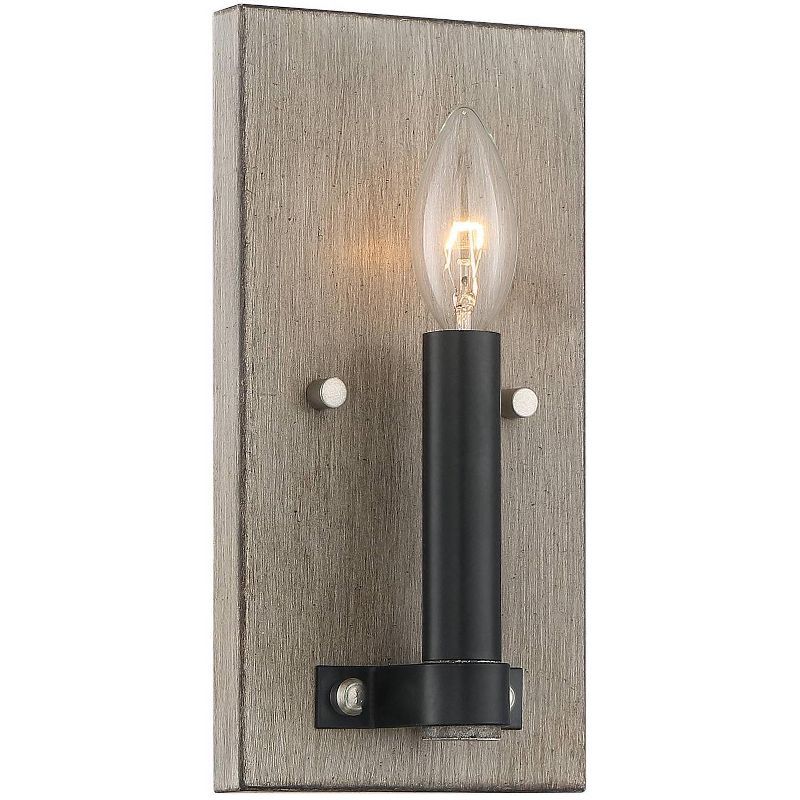 Rustic Aged Silverwood & Coal Dimmable Wall Sconce