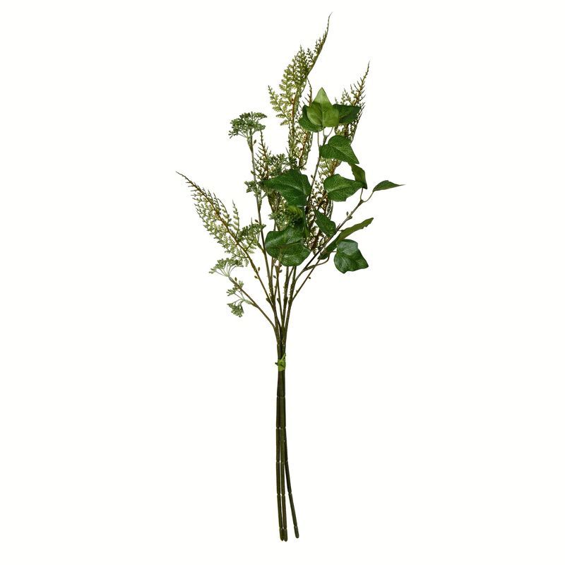 26" Cream Green Mixed Greenery Arrangement - Unlit Outdoor PVC Bundle