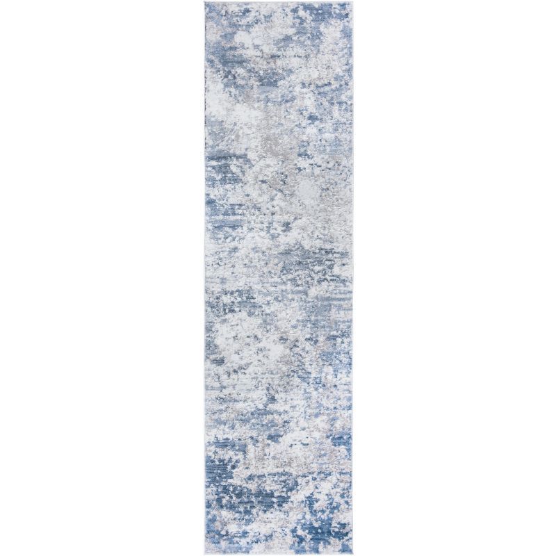 Amelia Abstract Grey/Blue Synthetic Area Rug - 26" x 18"