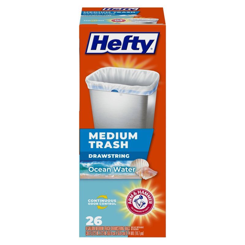 Hefty Medium Ocean Water Scented Drawstring Trash Bags - 26 Count