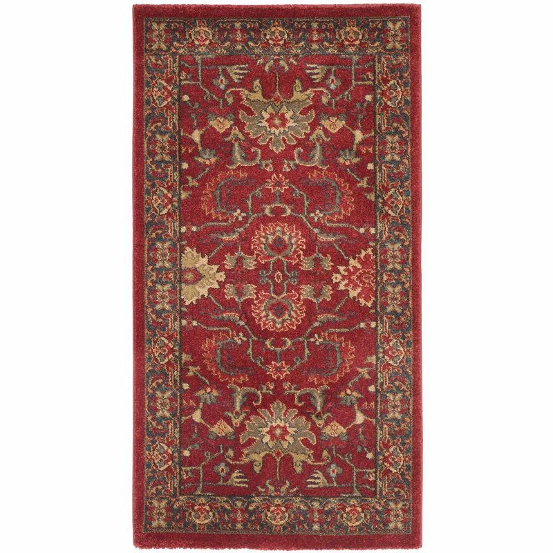 Reversible Rectangular Easy-Care Rug in Red/Navy - 26in x 4in