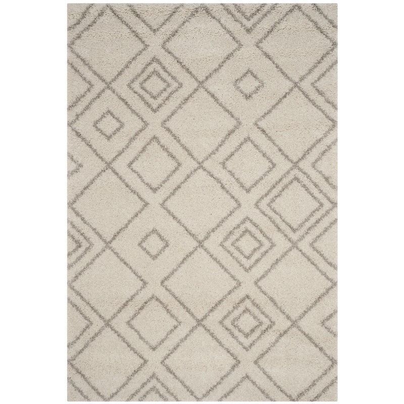 Ivory Beige 5' x 7' Hand-Knotted Synthetic Shag Area Rug