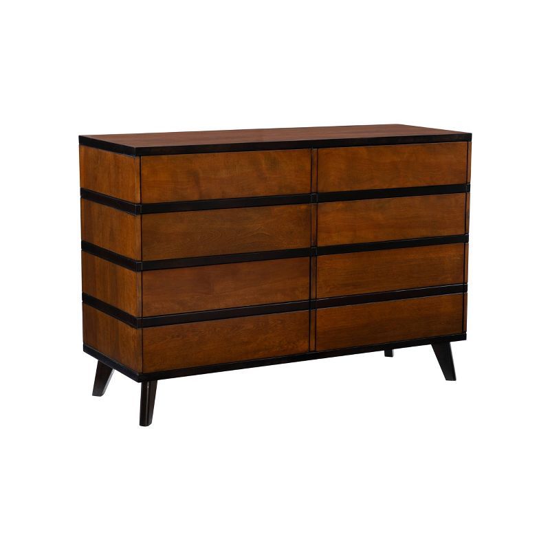 Walnut Double Brown Mid-century 6-Drawer Dresser