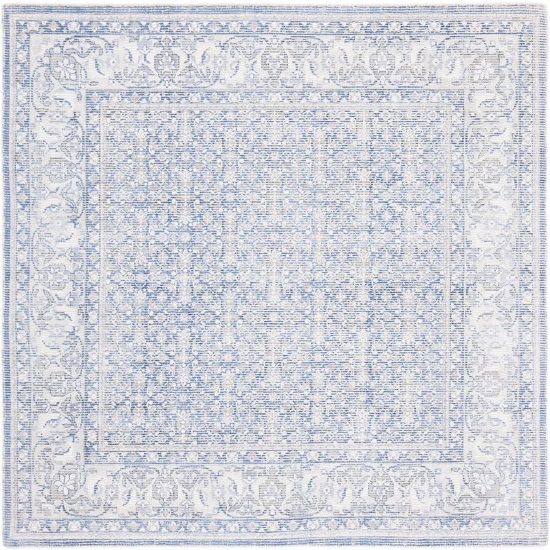 Hand-Tufted Blue and Ivory Square Wool and Viscose Area Rug