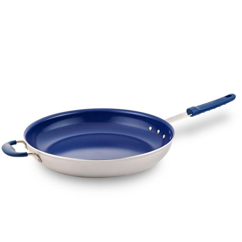 NutriChef 14" Blue Nonstick Aluminum Fry Pan with Ceramic Coating