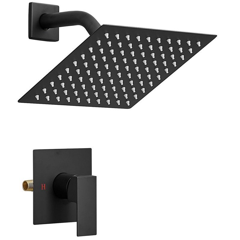 Matte Black Stainless Steel Square Rain Shower Faucet Set