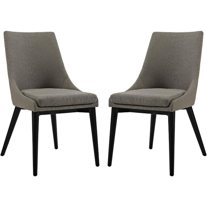 Viscount Granite Upholstered Side Chair with Tapered Wood Legs