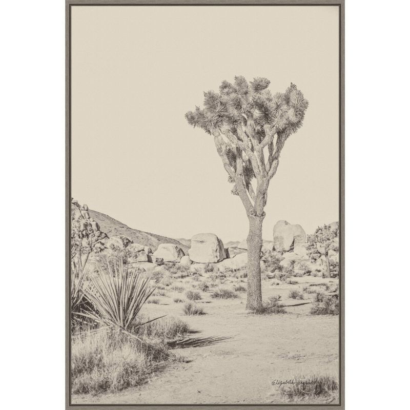 Large Neutral Framed Canvas Print of Joshua Tree