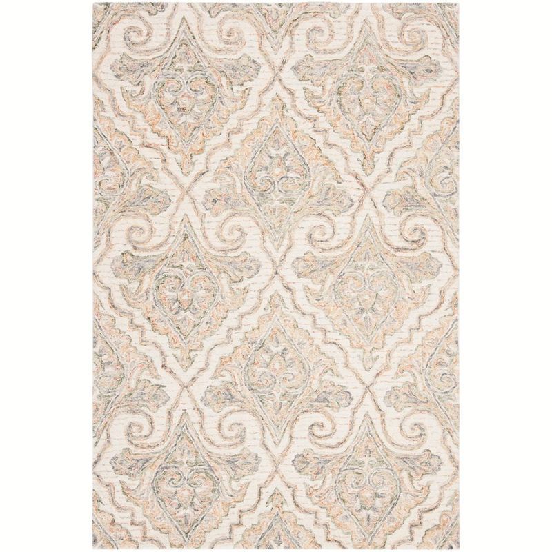 Ivory Medallion Handmade Tufted Wool Area Rug 4' x 6'