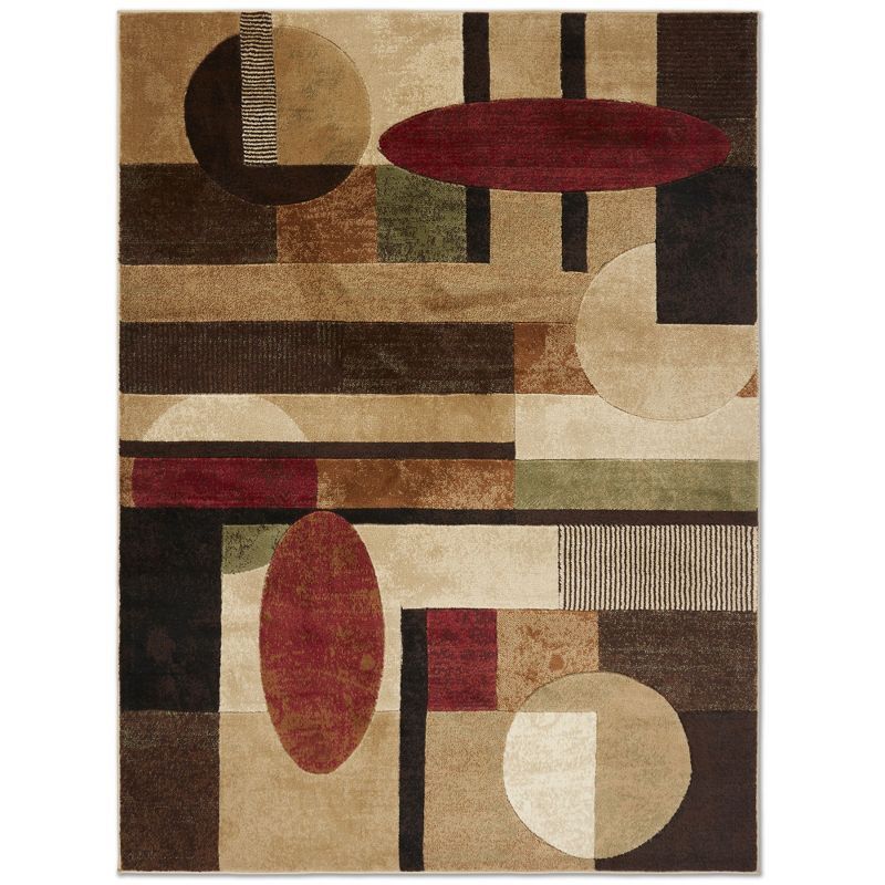 Tribeca Jasmine Handmade Geometric Round Area Rug, Beige/Brown/Green, 7'10"x10'6"